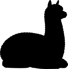 Naklejka premium Sitting Alpaca Silhouette Vector Illustration
