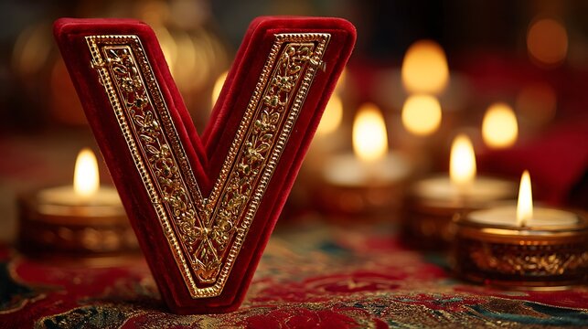 Burning Candles on an Ornate Oriental Carpet Table, Warm Candlelight with Vintage Gold Decorations, Cultural Temple and Church Inspired Spiritual Interior Design