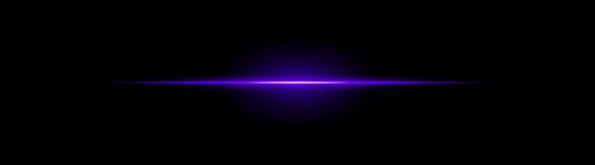 Fototapeta premium Abstract light flare composition. Thin horizontal luminous beam with soft circular halo, centered glow fading smoothly into dark background, balanced atmospheric diffusion effect.