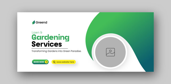 Lawn and gardening services social media facebook cover web banner design