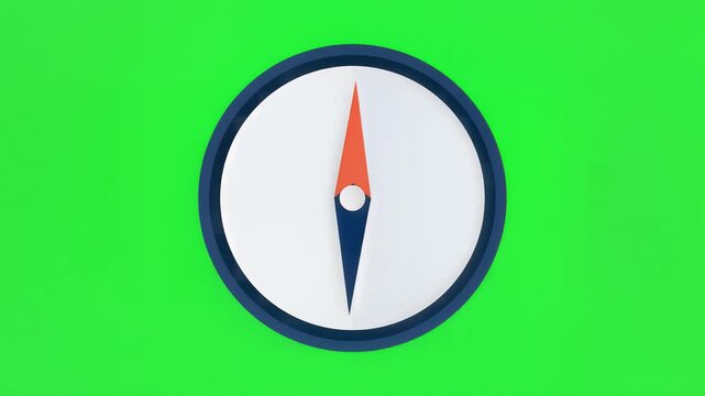 Navigational compass tool pointer on green screen background
