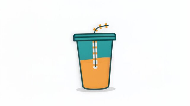 Refreshing drink in tall cup with straw