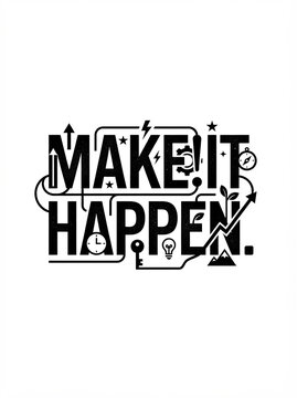 Make it happen typography design with business icons