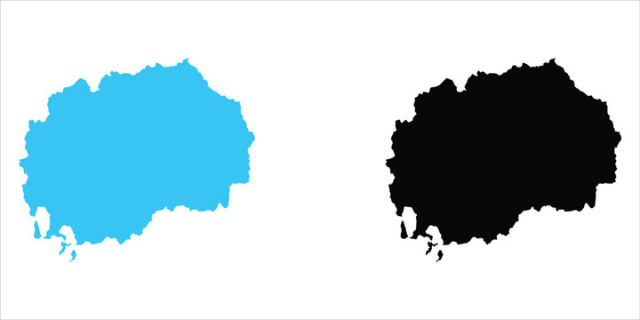 North macedonia map silhouette and blue outline vector graphic illustration