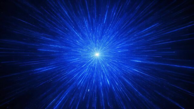 Bright blue light rays radiating outward in a dynamic starburst pattern