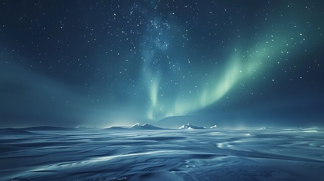 Spectacular aurora borealis filling the starry night sky background