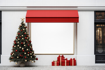 Fototapeta premium Festive storefront mockup png, transparent design