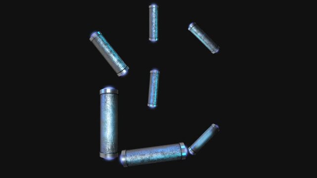 A drag and drop overlay letter that is made up from animated metallic tubes that pulsate and rotate.
