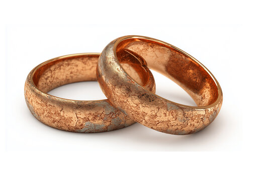 In the notary's or judge's office, there is a divorce or marriage certificate, a pen, and two gold wedding rings on the table.
