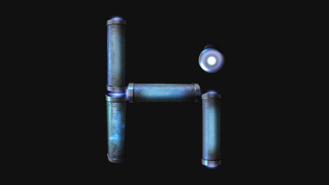 A drag and drop overlay letter that is made up from animated metallic tubes that pulsate and rotate.
