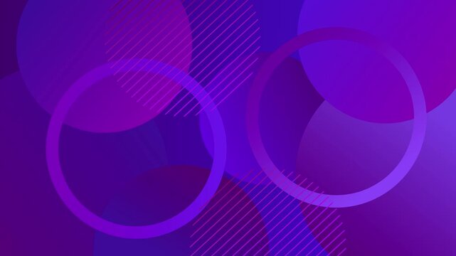 Abstract background with overlapping transparent circles and diagonal stripe accents animation