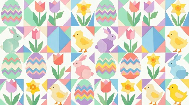 Decorative easter mosaic pattern background design featuring colorful geometric paper textures for festive seasonal scrapbooking and holiday backdrops easter mosaic background paper pattern design