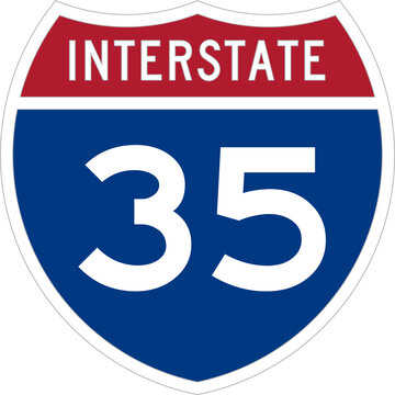 Interstate 35 Road Sign Shield Isolated on Transparent Background
