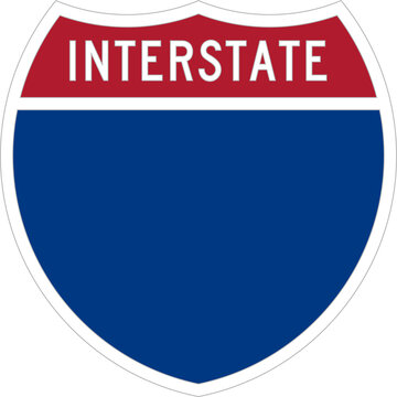 Blank Interstate Road Sign Shield Isolated on Transparent Background