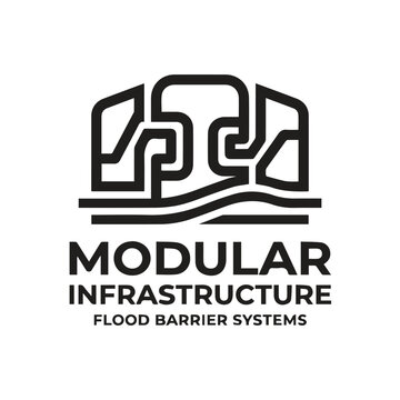 Modular infrastructure and flood barrier systems vector logo design
