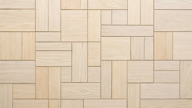Light Wood Geometric Pattern Wall Paneling Texture Background. Modern Wooden Surface for Interior Design & Decor.
