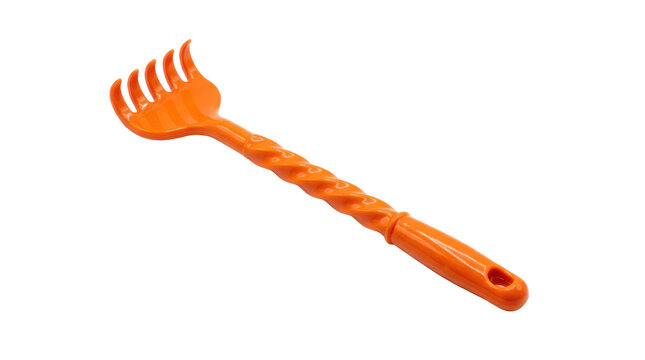 Orange plastic back scratcher isolated on transparent background