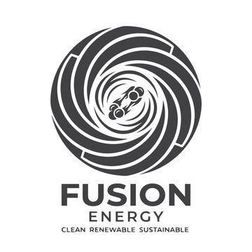 Fusion energy clean renewable sustainable circular vortex logo with green power