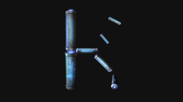 A drag and drop overlay letter that is made up from animated metallic tubes that pulsate and rotate.
