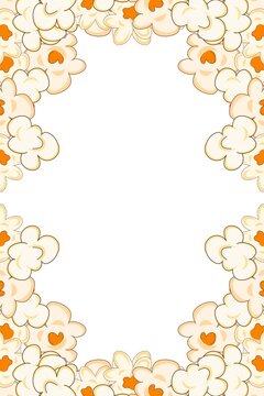 Popcorn Border Background. Popcorn Frame Cinema Snack. Popcorn Decorative Border Template