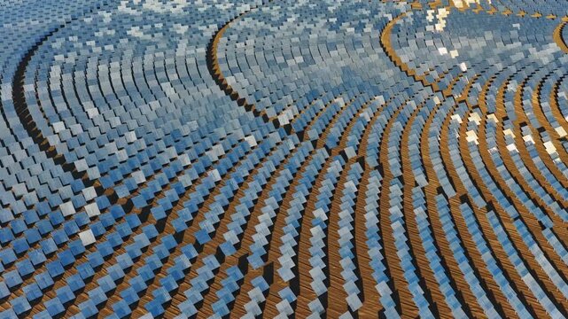 Molten salt tower solar thermal power plant, new energy, super mirror power plant, prism tower