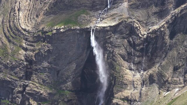 Cirque de Gavarnie with the famous waterfall, near the town of Gavarnie, France.