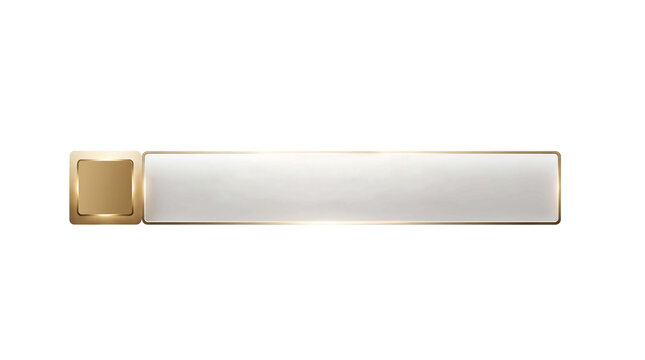 Minimalist white horizontal lower third box with luxury gold square icon block for social media video.