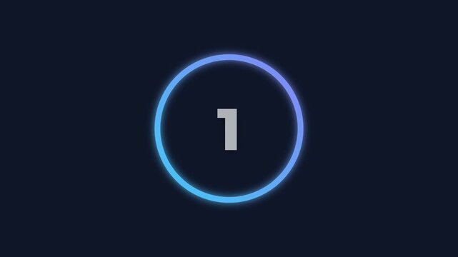 Modern digital countdown timer with vibrant glowing blue and purple circular progress bar showing number two