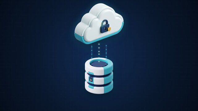 3D cloud database server data synchronization loop animation