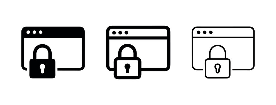 Web browser security icons with padlock, secure online browsing concept