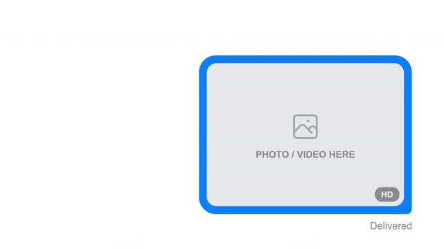 Modern Blue Smartphone Chat Message with Photo Attachment Overlay - Alpha Channel
