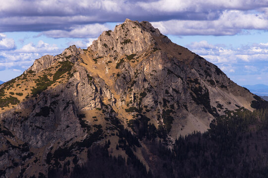 Rocky peak of Velky Rozsutec mountain in Mala Fatra National Park in Slovakia