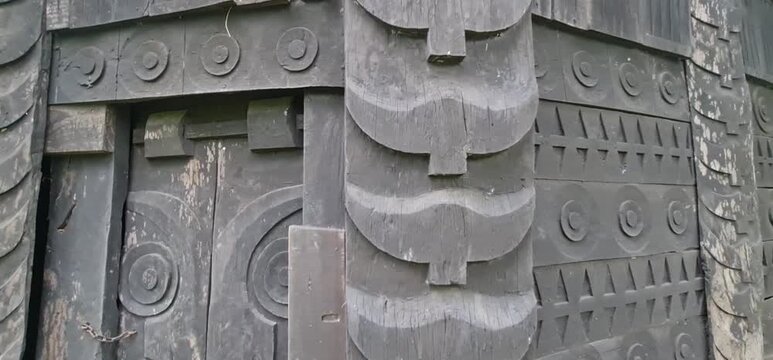 Intricate Wooden Wall Carvings Depicting North East Indian Indigenous Art Patterns