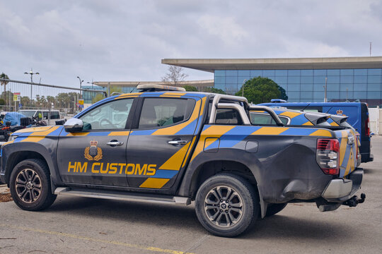 Hm customs cars at the Gibraltar border Great Brittain law enforcement and border security international trade and regulations