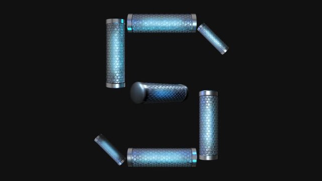 A drag and drop overlay letter that is made up from animated metallic tubes that pulsate and rotate.
