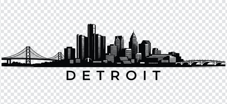 Detroit city skyline silhouette vector illustration