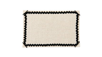 Fototapeta premium Blank rectangular fabric patch with black zigzag stitched border on white background