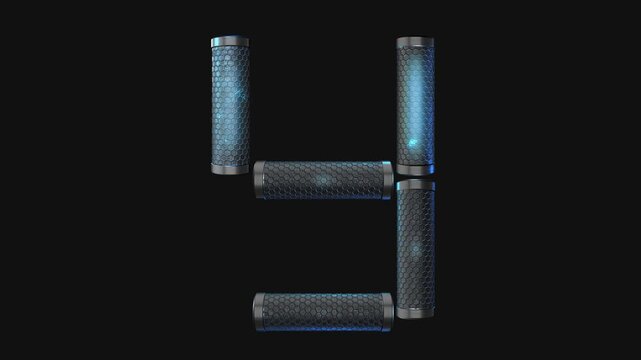 A drag and drop overlay letter that is made up from animated metallic tubes that pulsate and rotate.
