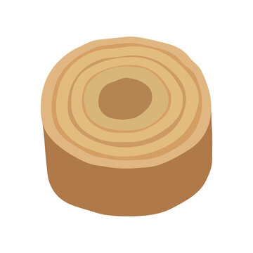 A simple illustration of a baumkuchen cake slice showing its distinctive layers.
