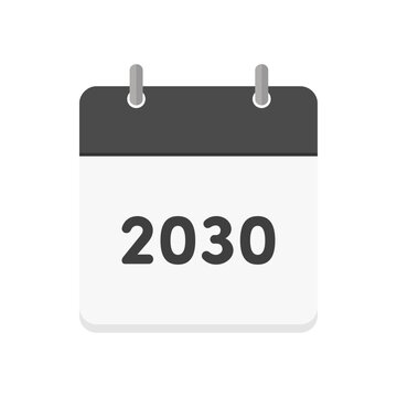 黒い西暦2030年のカレンダーの表紙のアイコン - シンプルな暦や年間計画のイメージイラスト素材