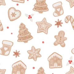 Cute Watercolor Gingerbread Cookies Seamless Pattern for Christmas and Winter © Zenina-Lembrik