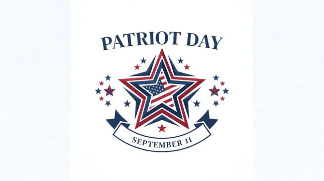 Patriot day emblem with star and flag pattern for september 11 september american memorial