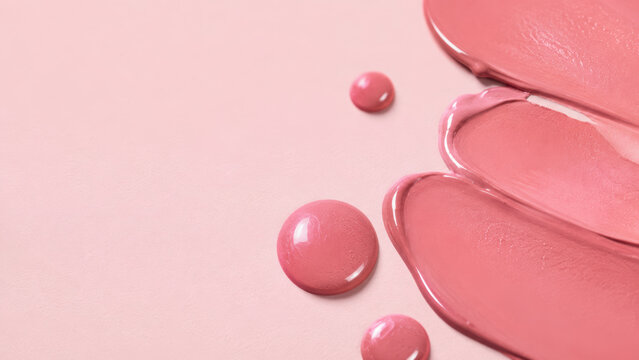Pink blush ideas for creative makeup concepts with smooth texture and glossy finish on pastel background