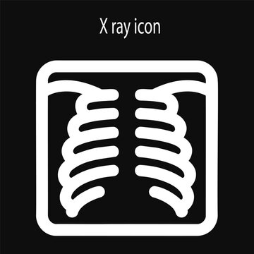 Rounded chest rib cage X ray scan vector icon on dark background