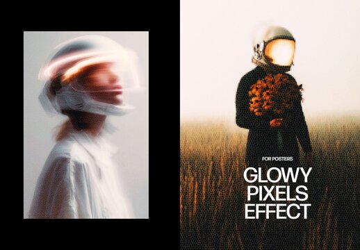 Vertical Glowy Pixels Effect For Poster And Print Design