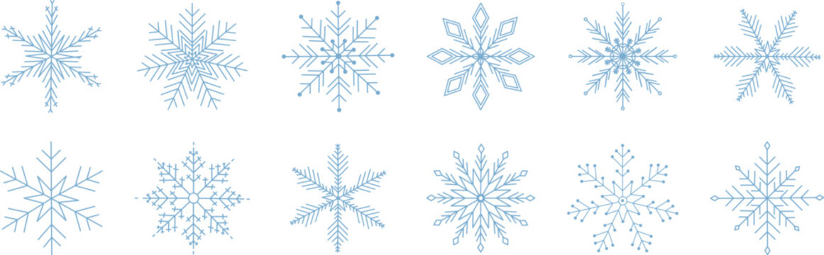 Snowflake Icons Collection. Snow Vector Icons