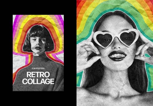 Vertical Retro Collage Effect For Poster And Print Design