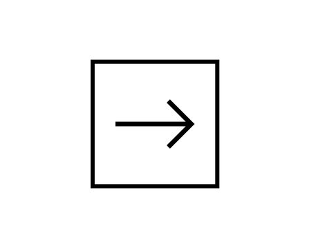thin line arrow icon with square line