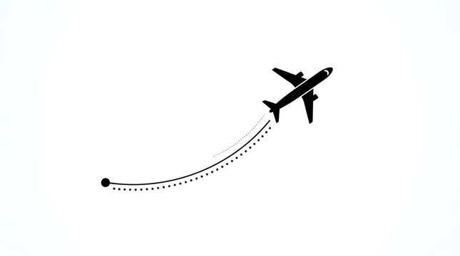 Airplane taking off with dotted flight path
