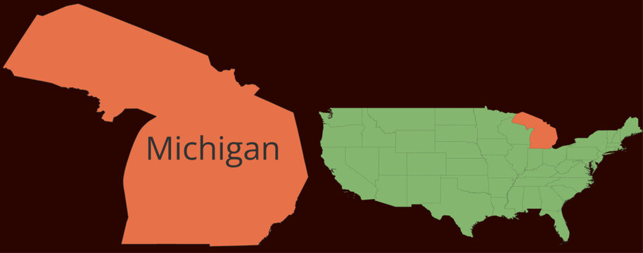 Outline Vector Map of Michigan State SVG AI Edible For Reuse With USA
